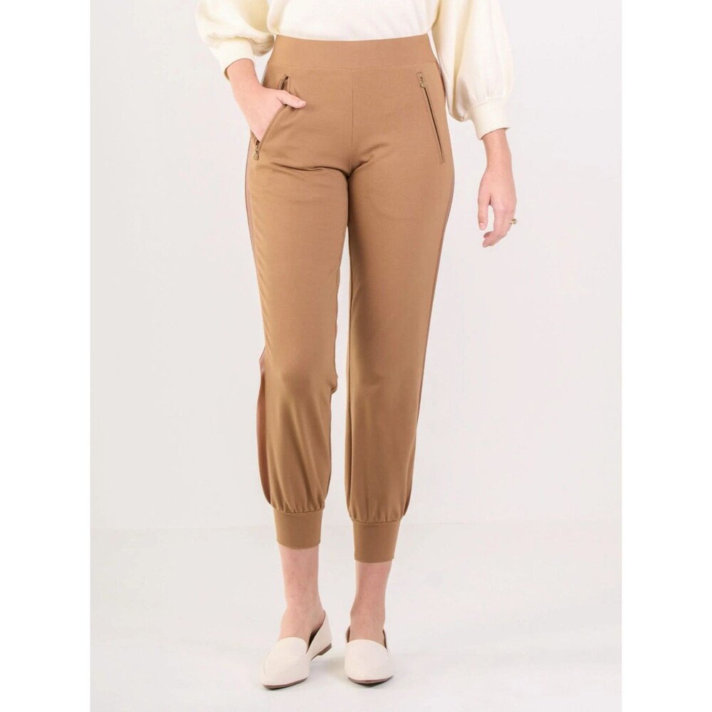 EMILY MCCARTHY Tan Downtown Jogger Side Stripe Stretch Pull On SIZE MEDIUM